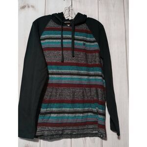 Hurley Shirt‎ Men's Medium Hooded Pouch Pocket Black Blue